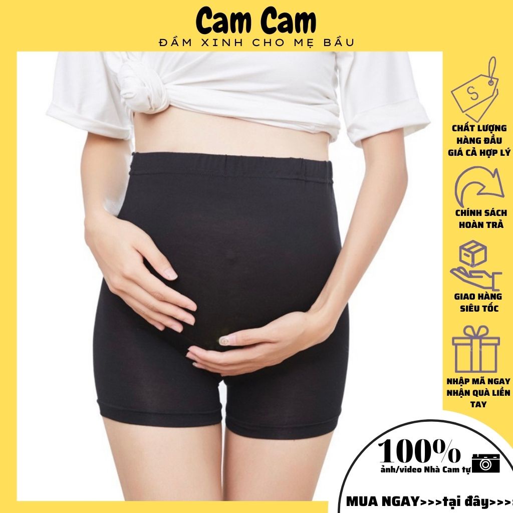 Quần đùi bầu cạp chéo, có điều chỉnh vòng bụng size 48->65kg, Mặc ngủ và mặc trong váy (nhập khẩu)