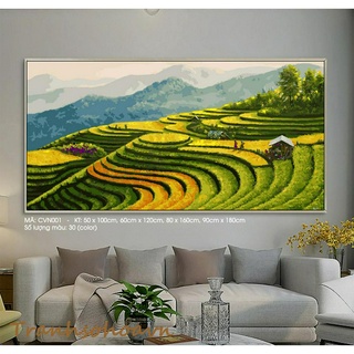 Tranh Sơn Dầu Số Hóa Bình yên Tây Bắc Nhiều Kích Thước Tranhsohoavn Tranh Tự Tô Màu Mã Tranh CVN010
