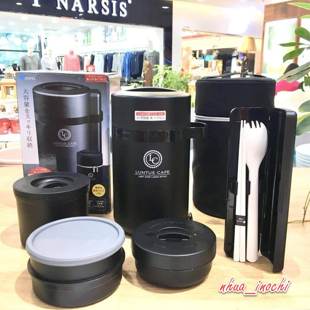Hộp cơm giữ nhiệt 3 tầng Asvel Nhật bản  1050ml - Chính hãng INOCHI