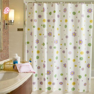 rèm treo nhà tắm có móc treo hoa cỏ nhiều cánh - 180x200cm-GD086