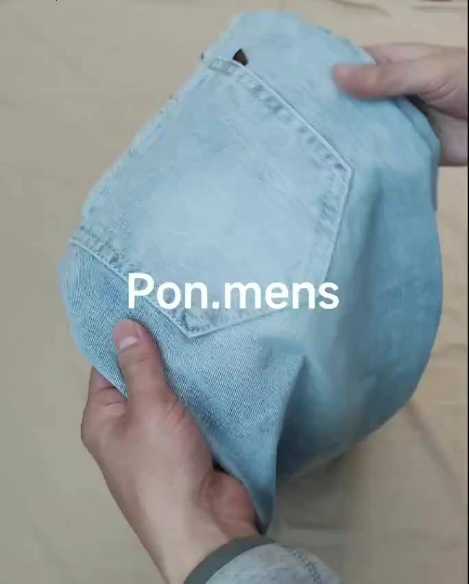 Quần jean nam rách gối slimfit gấu co giãn tốt màu xanh ghi nhạt chữ 361 Pon.mens | BigBuy360 - bigbuy360.vn