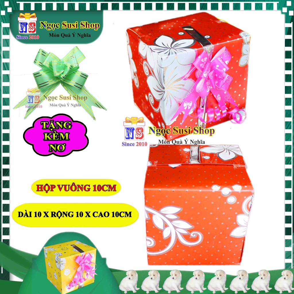HỘP QUÀ KIẾNG VUÔNG SIZE NHỎ 10CM + TẶNG KÈM NƠ 1,2CM - HỘP GÓI QUÀ GIẤY KIẾNG CAO CẤP