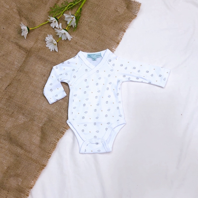 (Chọn màu) Bodysuit, body chip dài tay vạt chéo chất cotton dày dặn cho trẻ sơ sinh, thiếu tháng 0M,1M,3m,6M