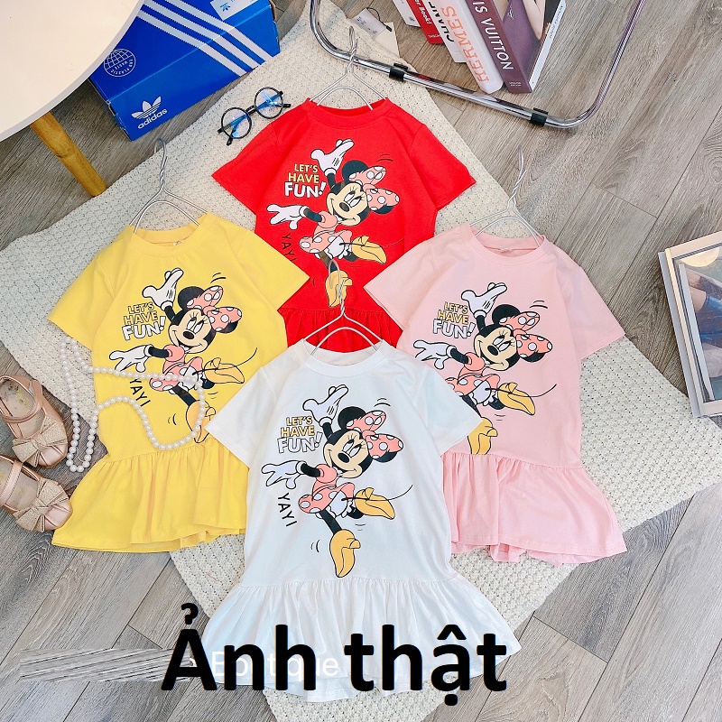 Váy cotton đuôi cá Mickey Fun 4 mầu Đỏ, Hồng,Trắng và Vàng XHN907