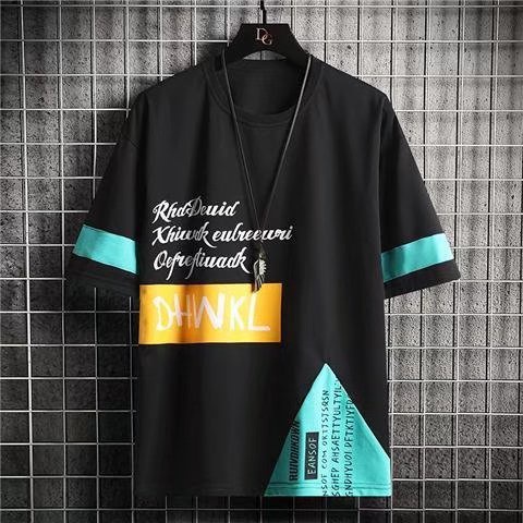 Áo Thun Tay Ngắn Cổ Tròn Dáng Rộng In Họa Tiết Phong Cách Hàn Quốc Thời Trang Mùa Hè Cho Nam size M-5XL