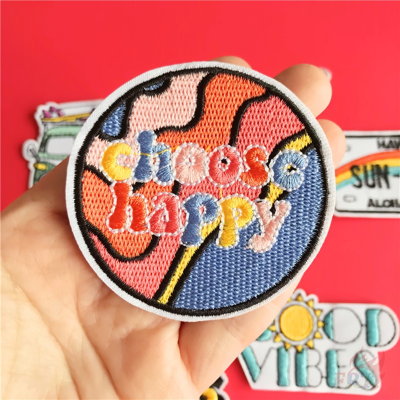 Miếng ủi thêu trang trí quần áo họa tiết Bad Vibes DIY