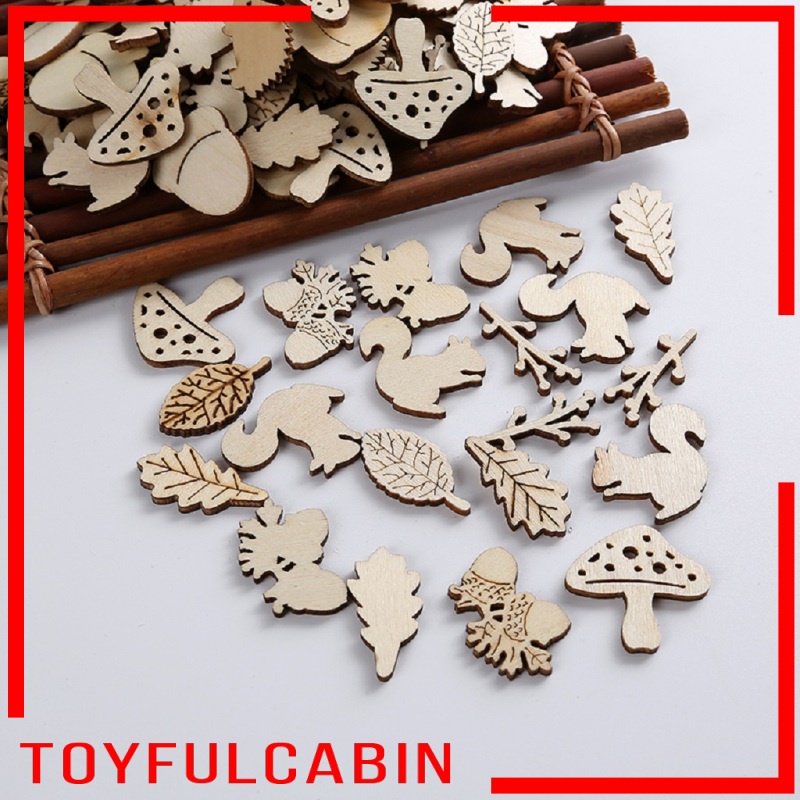 Set 50 Lát Gỗ Tự Nhiên Trang Trí Cây Treo DIY