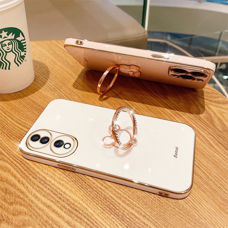 Ốp Điện Thoại Vuông Mềm Có Vòng Đỡ Hình Chuột Cho Samsung Galaxy S23 S22 S21 Ultra S20 S10 Plus Note 20 Ultra S21 S20 FE