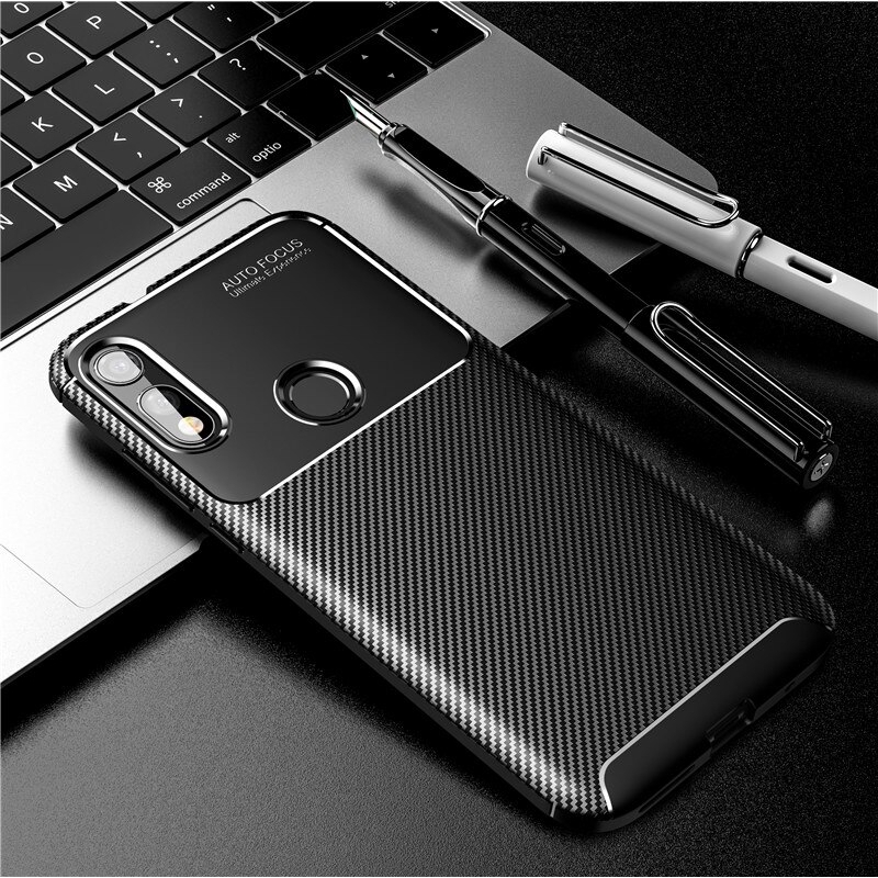 Motorola Moto E 2020 Case Carbon Fiber Shockproof TPU Back Cover Full Protector Fitted Soft Silicone Case