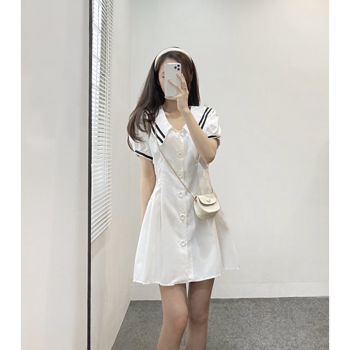 V5271 Váy thuỷ thủ chiết eo đuôi xoè