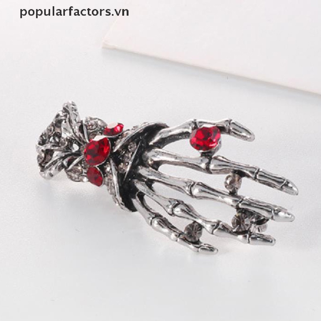 Ghim Cài Áo Hình Đầu Lâu / Bàn Tay Đính Đá Phong Cách Punk Hip Hop