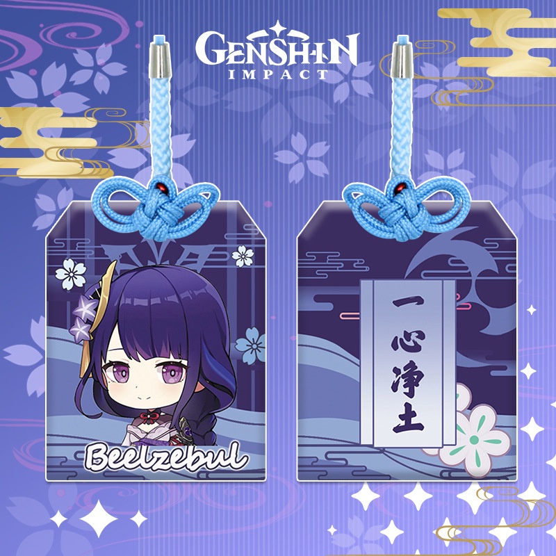 Túi may mắn Omamori Game Genshin Impact in hình nhân vật Raiden Shogun, Yae Miko, Ayaka, Ganyu, Keqing, Zhongli, Hu Tao
