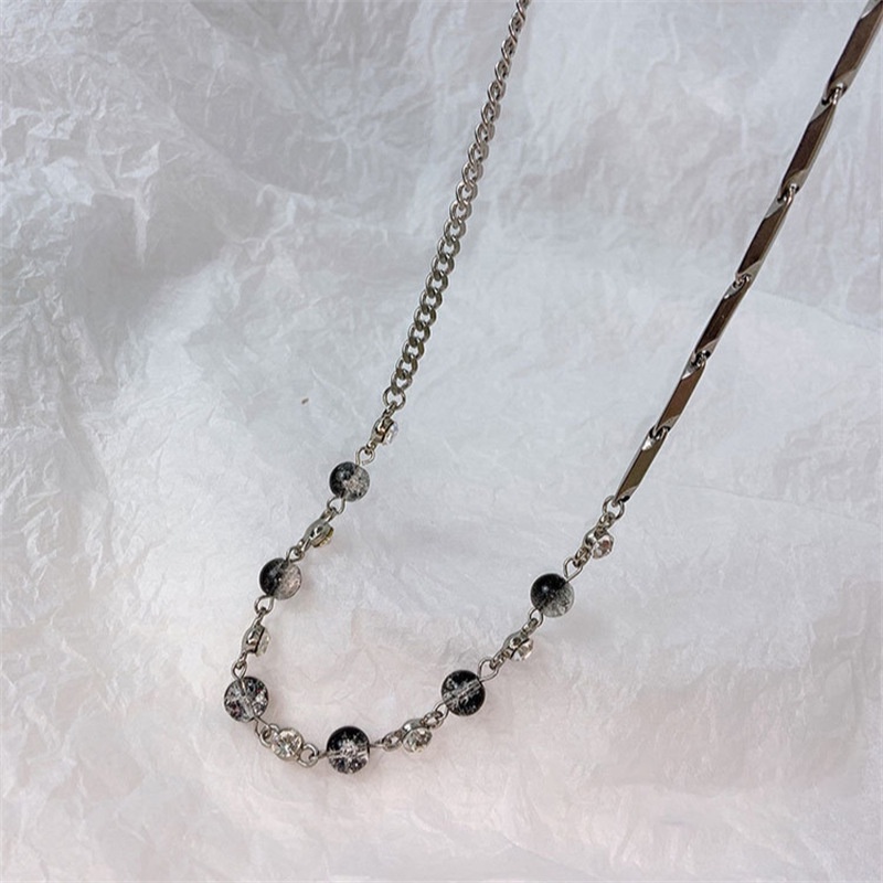 Vòng cổ Thép Titan Đính Hạt Ngọc Trai Trắng Đen Phong Cách Hip hop Cho Nam