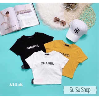 Áo crop thêu chữ
