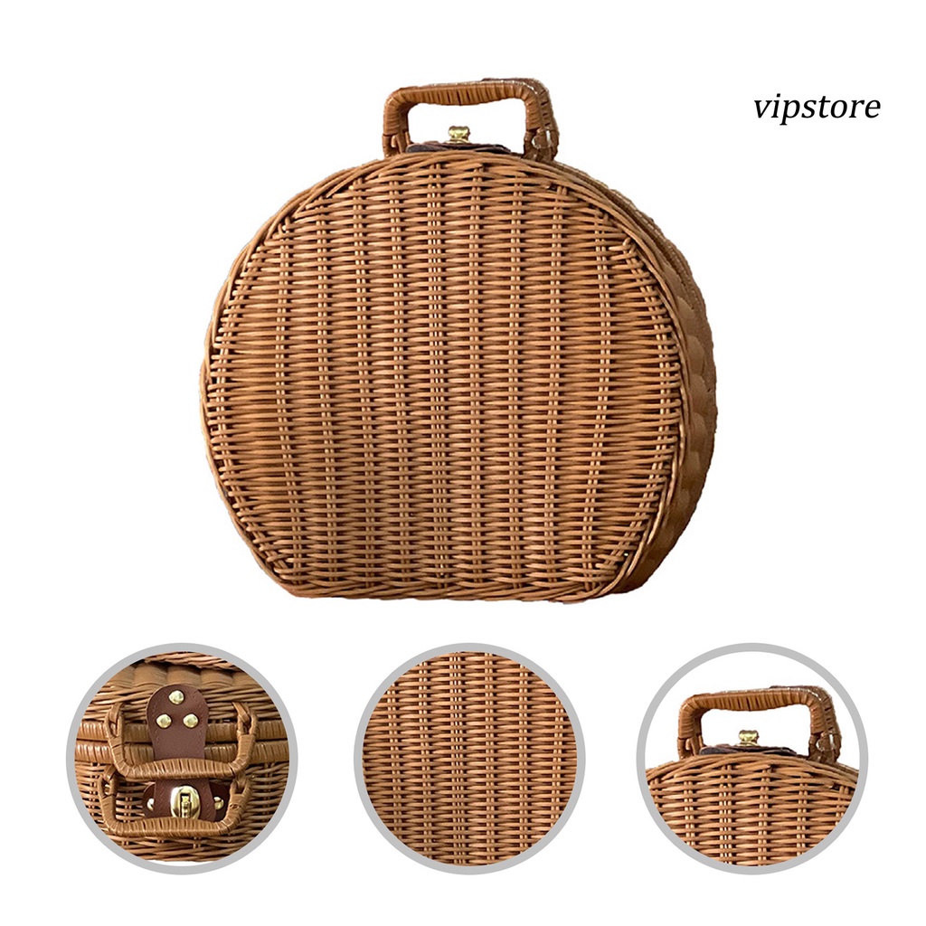 Hộp Đựng Đồ Đan Mây Thủ Công Sức Chứa Lớn Đa Năng Phong Cách Vintage