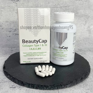 Viên uống Collagen Type I, III ACE,B5  BEAUTYCAP hỗ trợ làm đẹp da, tăng đồ đàn hồi, trắng sáng da - hàng Mỹ nhập khẩu