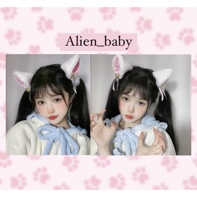 SẴN kẹp tóc tai mèo cosplay cute màu trắng