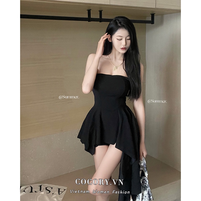 Cocory vn Đầm Ống Màu Đen Dáng Ôm Trẻ Trung Quyến Rũ Dành Cho Nữ