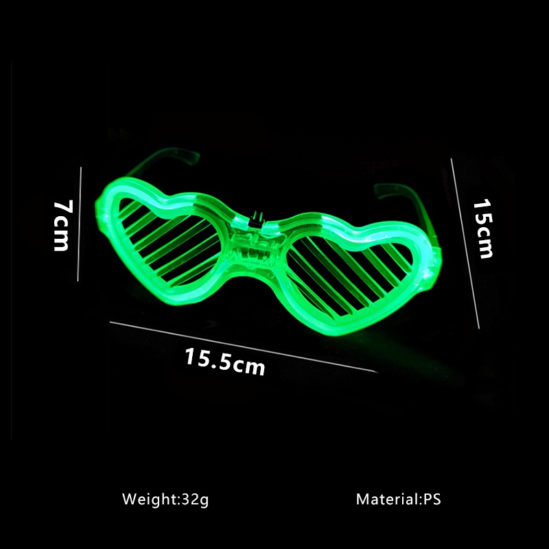 Mắt Kính Hình Trái Tim Ánh Sáng Lạnh Thời Trang Có Đèn LED Phát Sáng Nhiều Màu Sắc Hỗ Trợ Buổi Tiệc Tùng