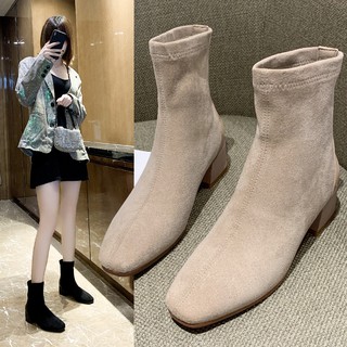 Giày Boot Cao Gót 4cm Da Lộn Thời Trang Dành Cho Nữ