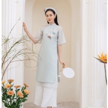 Áo Dài Cách Tân 4 Tà Kết Hoa, Dáng Xuông Siêu Xinh Cho Các Nàng