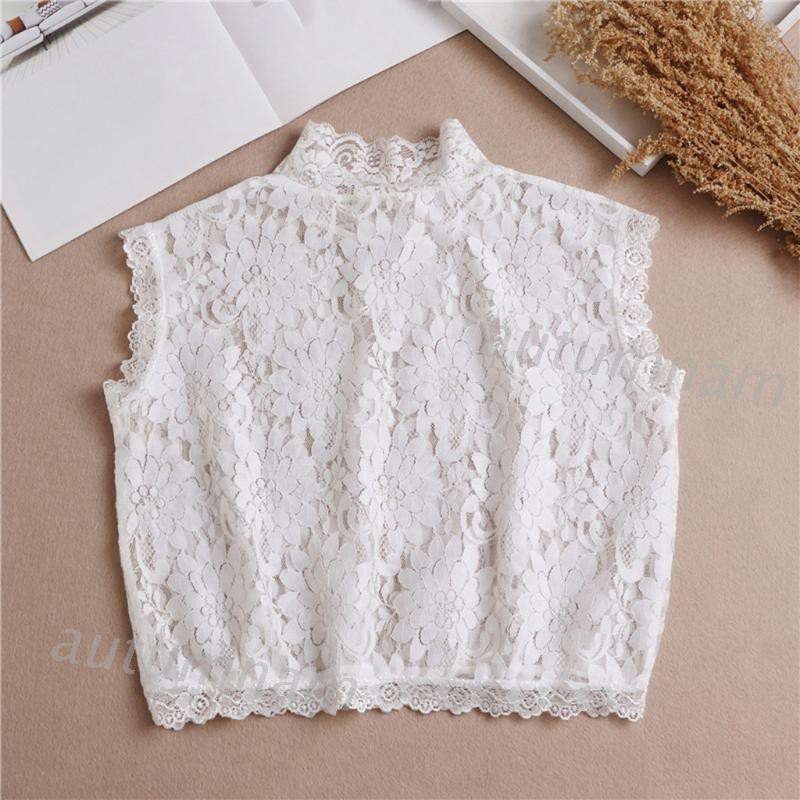 Cổ lọ áo giả phối ren hoa thời trang xinh xắn cho nữ