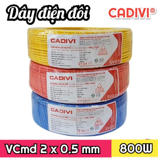 Dây điện đôi mềm VCMD CADIVI® / 2x0.5 (mm) [Bán lẻ theo mét]