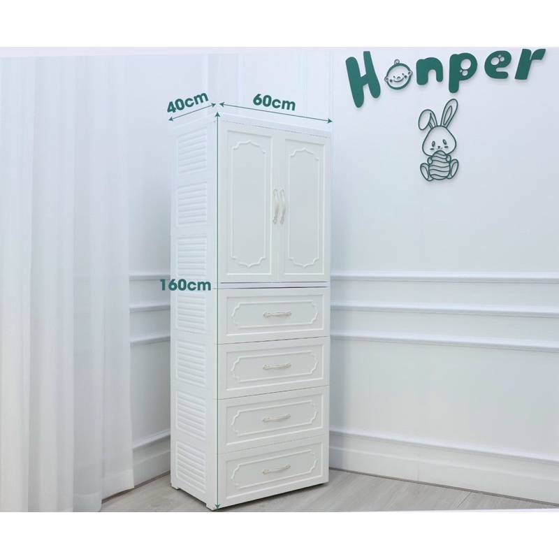 Tủ nhựa Honper 5 tầng vân gỗ cao cấp