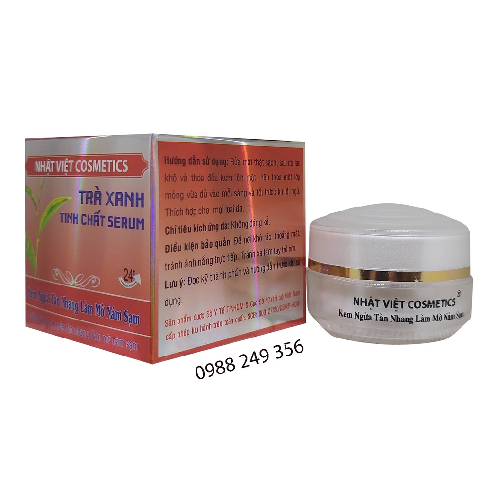 Kem tàn nhang làm mờ nám sạm trà xanh tinh chất serum NHẬT VIỆT COSMETICS 10G