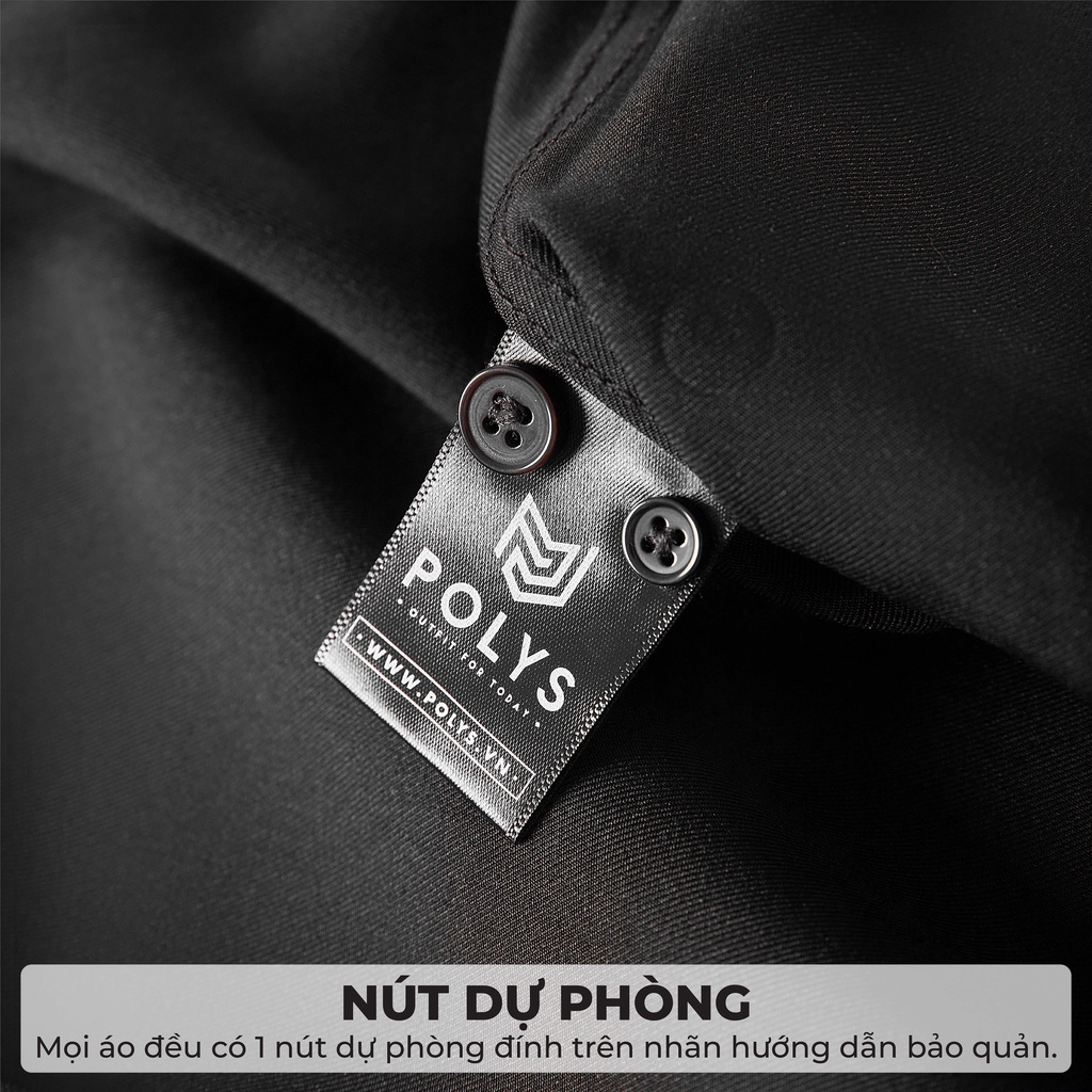 Áo sơ mi nam tay dài Trắng Đen POLYS Fullbox, Vải Chéo Thái dày dặn, co giãn, thoáng khí LONG SLEEVE