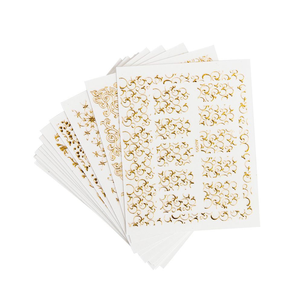 Miếng dán móng tay màu đồng 3D nghệ thuật