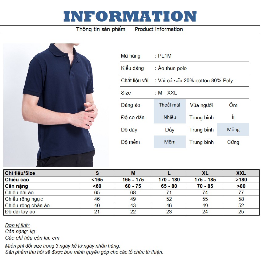 Áo thun polo nam trơn có cổ ngắn tay vải cá sấu không nhăn, kiểu dáng đơn giản lịch sự trẻ trung PL1M | BigBuy360 - bigbuy360.vn