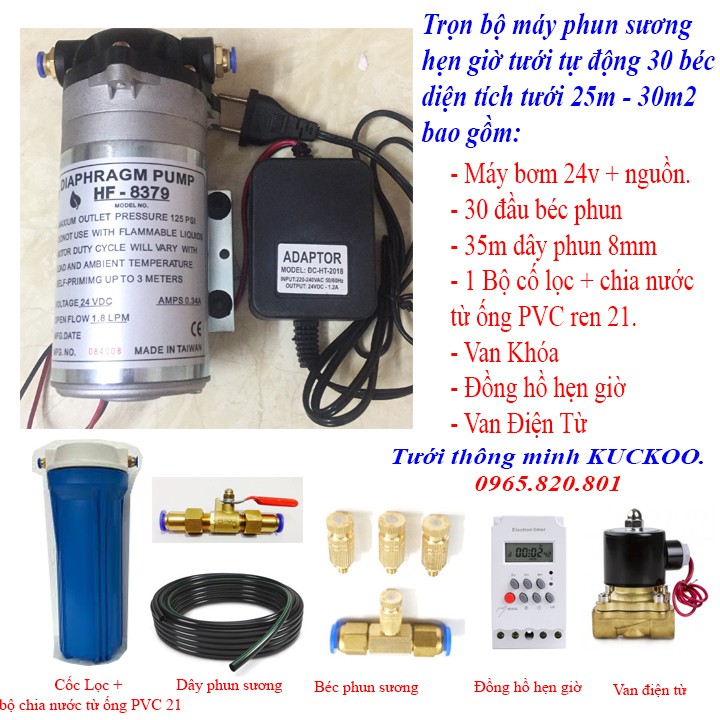 Trọn bộ máy phun sương tự động theo hẹn giờ