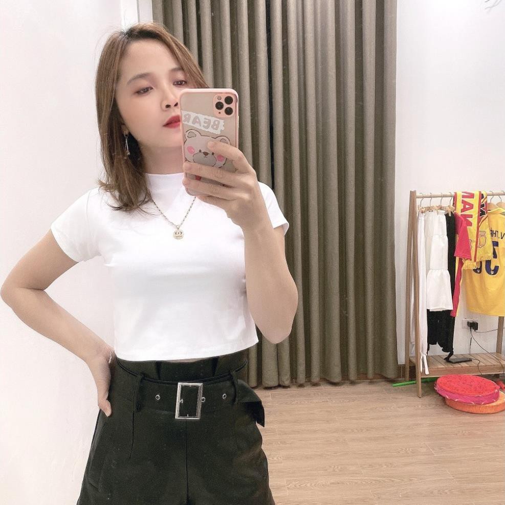 [Mã FASHIONG10 giảm 10k đơn 50K] Áo Croptop Nữ Cổ 3 Phân 🦋FREESHIP🦋 Áo Ngắn Trơn Nữ Cộc Tay  | BigBuy360 - bigbuy360.vn