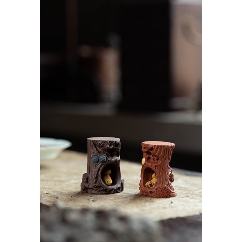Gác nắp ấm trà, Ấm Tử Sa Hình chú Sóc Gốc Cây (Đồ chơi bàn trà)