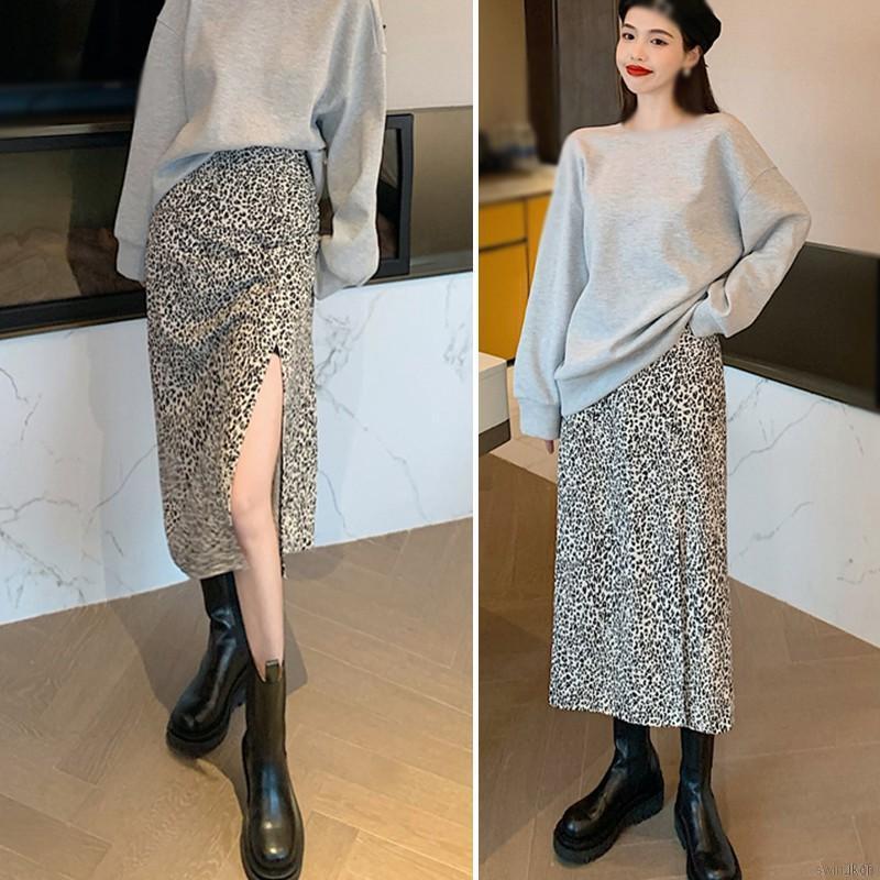 Chân váy dài họa tiết đốm da báo thời trang/ Kẹp tóc xinh xắn dành cho nữ