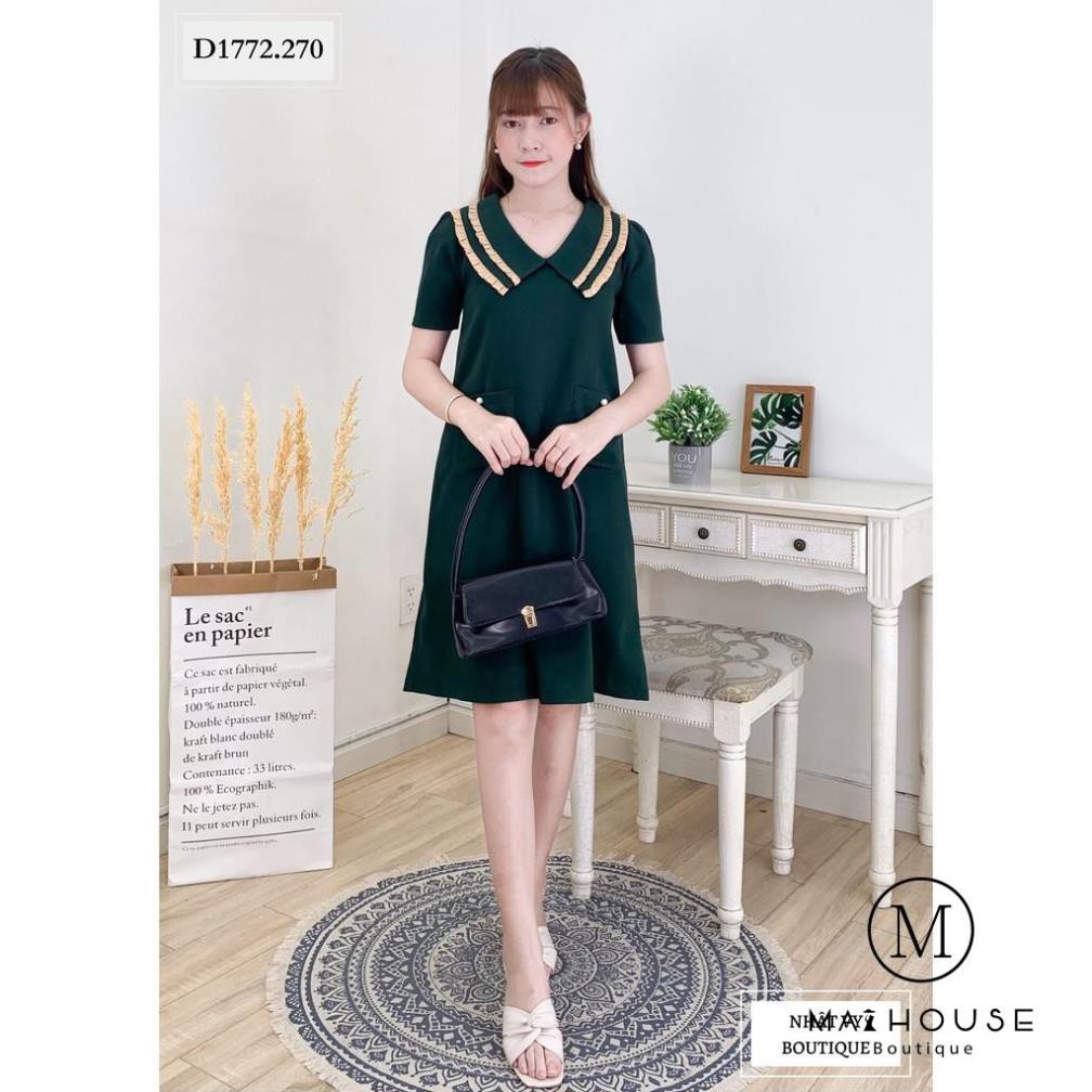 ĐẦM SUÔNG CỔ NHỌN PHỐI BÈO 2 LỚP - D1772