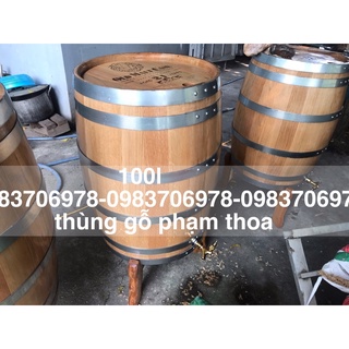 Thùng ngâm ủ rượu gỗ sồi 100lit dáng đứng