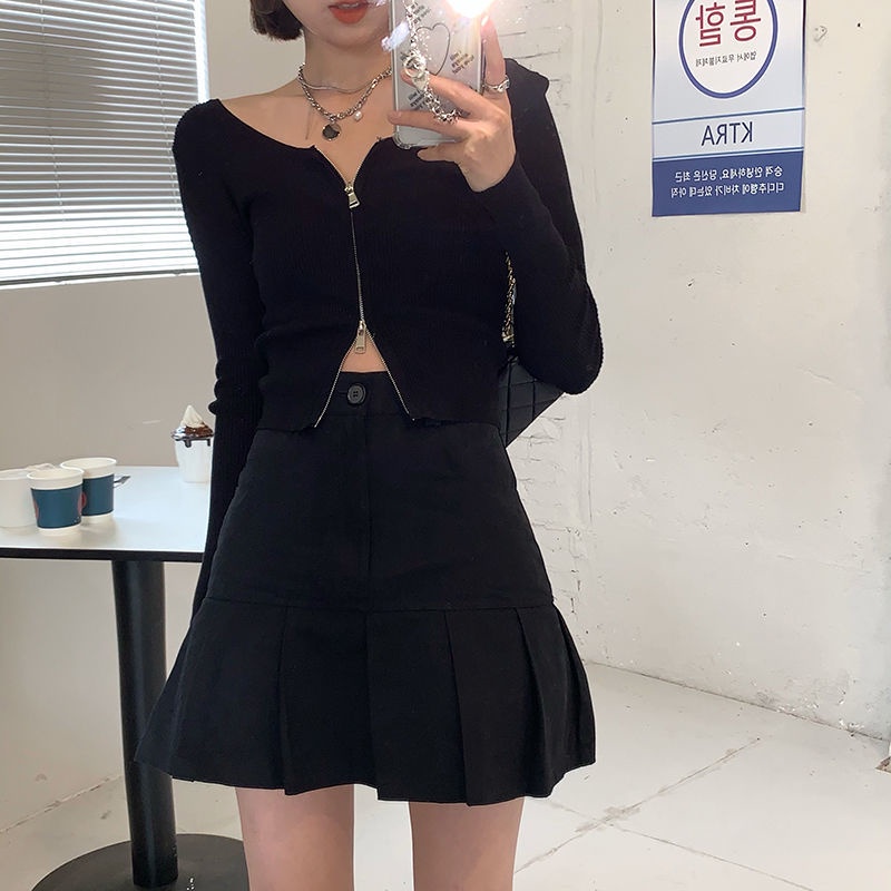 IELGY Chân váy xếp ly phong cách Hàn Quốc dễ thương thời trang mùa hè dành cho nữ