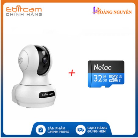 Camera Wifi Ebitcam E3 Full HD 1080P 2MP - Phát Hiện Chuyển Động, Đàm Thoại 2 Chiều, Xoay 360 độ kèm thẻ 32Gb