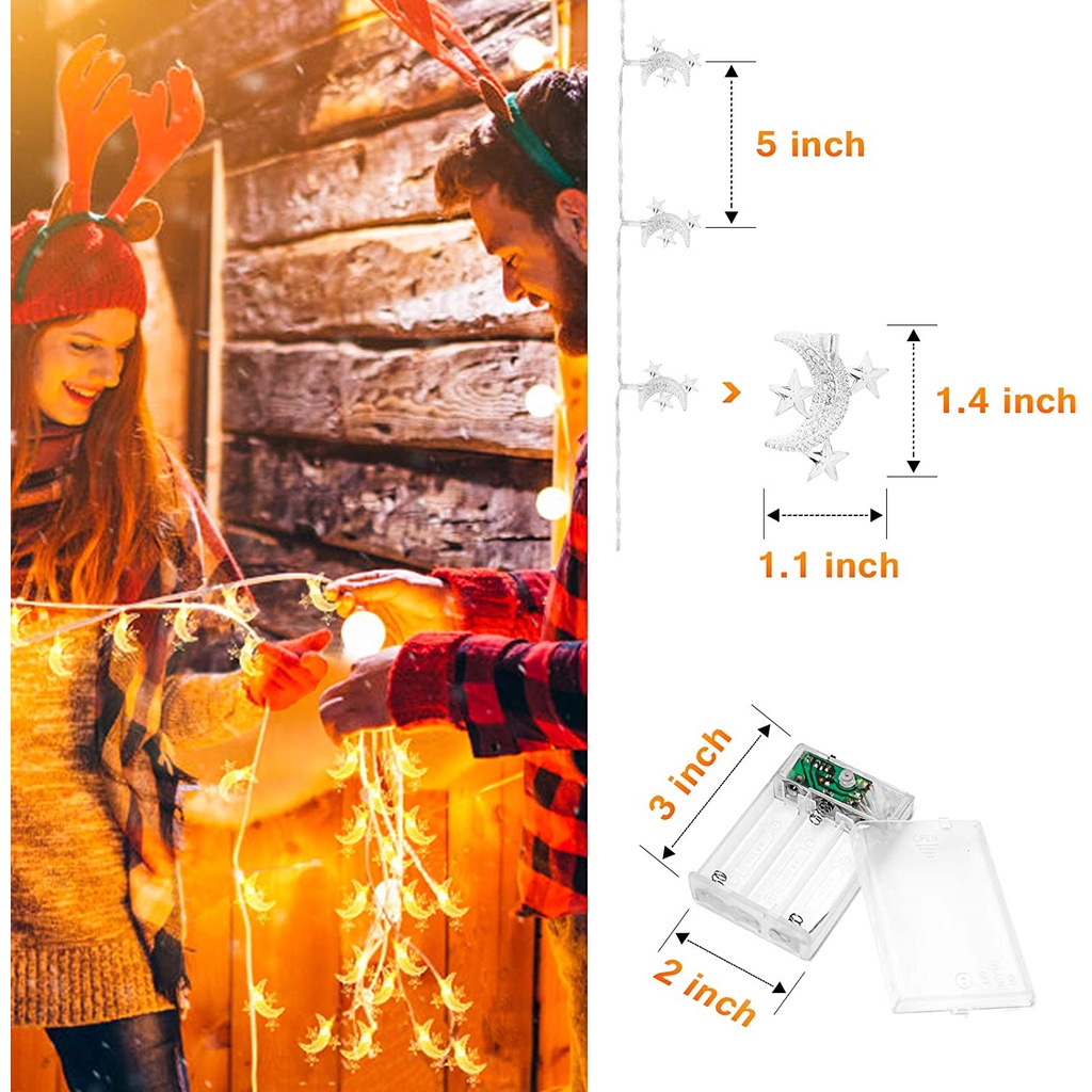 Dây đèn LED hình ngôi sao/ mặt trăng dùng trang trí nhà cửa/ tiệc cưới/ Giáng Sinh độc đáo