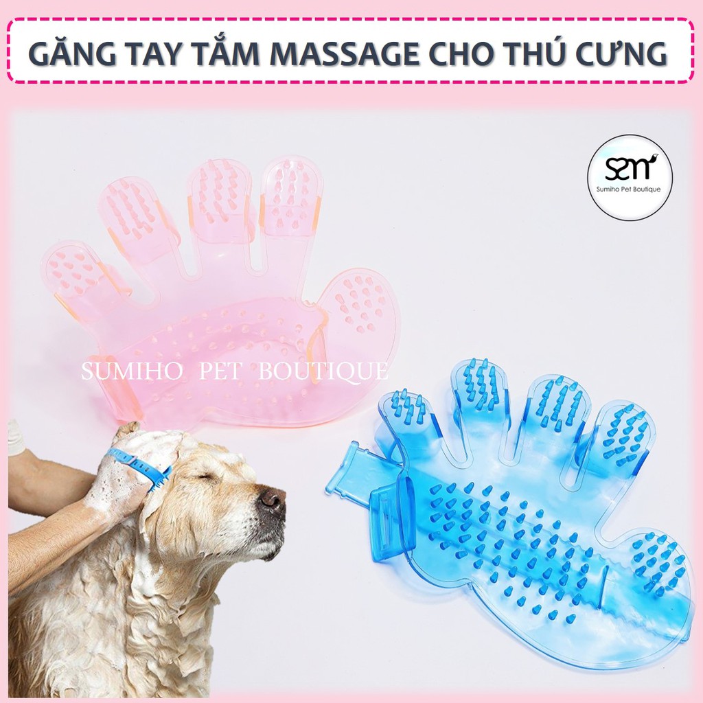 [Mã 155FMCGSALE giảm 7% - tối đa 100K đơn 500K] Găng tay tắm massage, loại bỏ lông rụng cho chó mèo thú cưng Sumiho