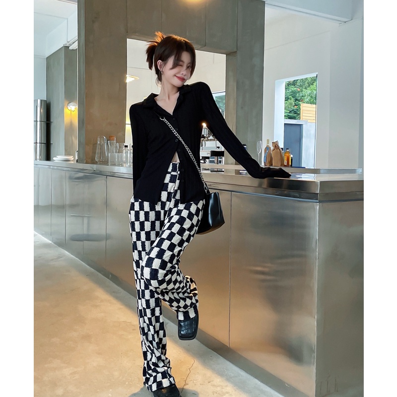 Cocory vn Áo sơ mi tay dài màu trơn dễ phối đồ thời trang sành điệu cho nữ