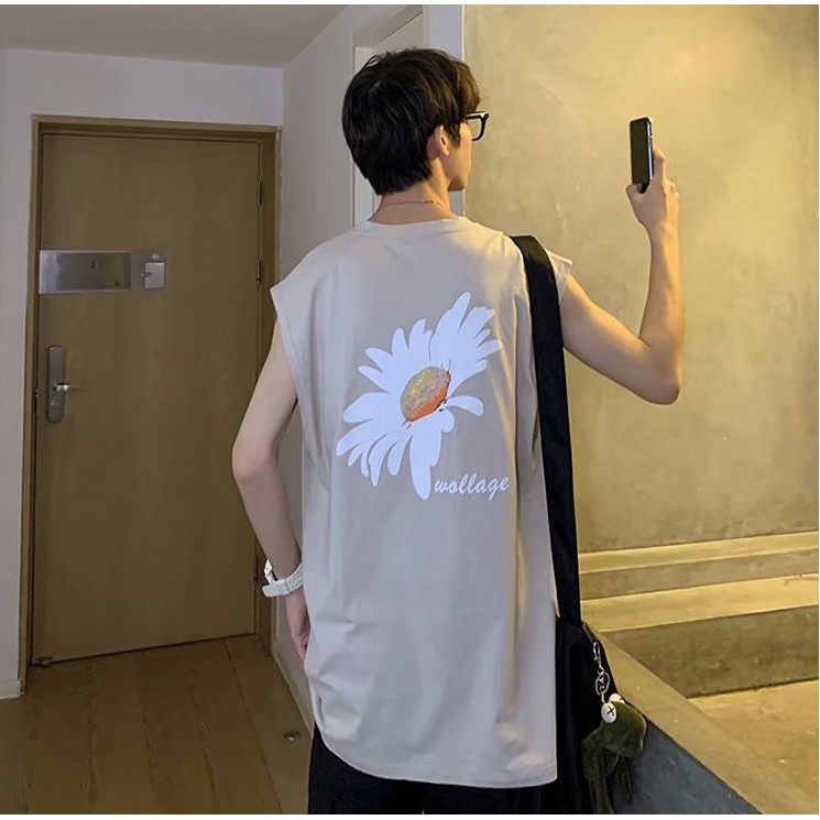 Áo thun sát nách Hoa Cúc form rộng tanktop nam ulzzang siêu hot