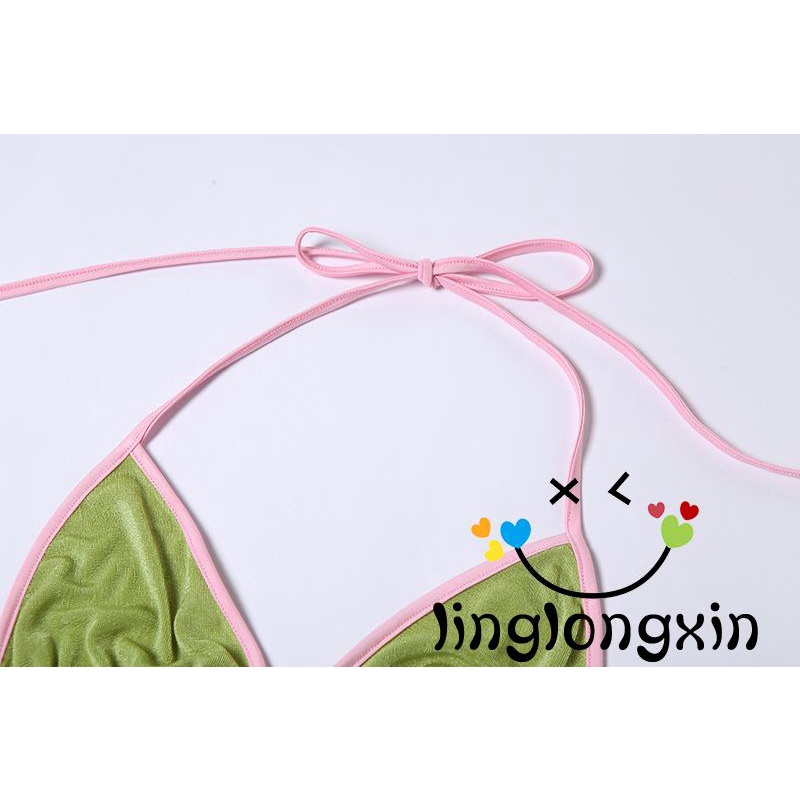 ✡Tx✤Set Áo Sơ Mi Tay Ngắn + Áo Hai Dây Cột Dây Màu Sắc Tương Phản Dành Cho Nữ