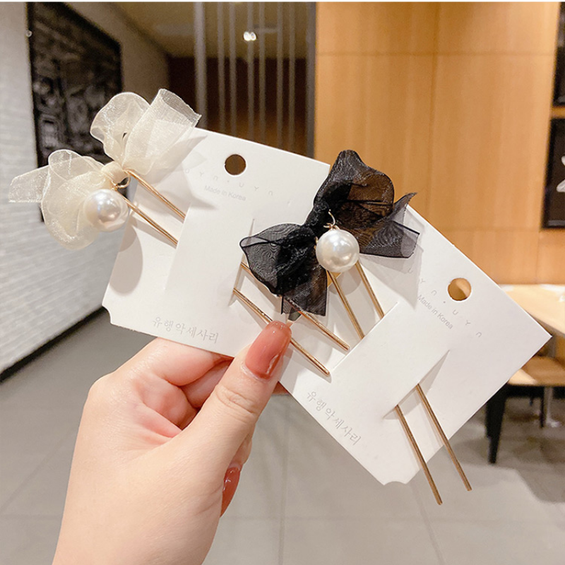 Kẹp tóc đính nơ ren kiểu hàn quốc xinh xắn cho nữ