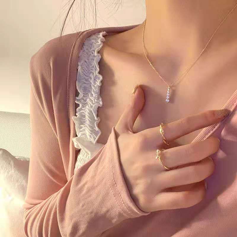 Dây chuyền mặt đính đá giọt nước treo dài cho nữ Trang Sức SG
