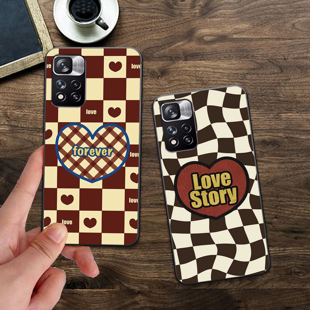 Ốp Xiaomi Redmi Note 11 pro 5g bản CHINA / Redmi Note 11 pro plus in hình kẻ caro , trái tim , bánh quy cute siêu đẹp