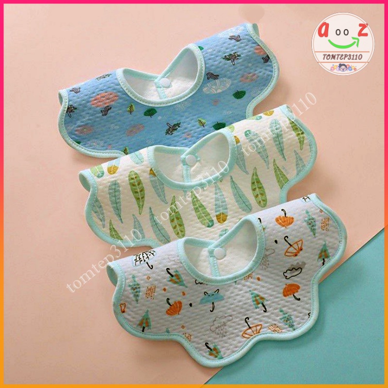 Yếm Tròn Xoay 360 Độ Chống Thấm 🍀Freeship 🍀 Yếm Cánh Hoa Trần Bông Giữ Ấm Cổ Và Ăn Dặm Cho Bé Hàng Loại 1