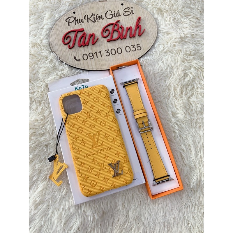 Combo ốp lưng iP và dây đồng hồ thông minh màu vàng cực đẹp